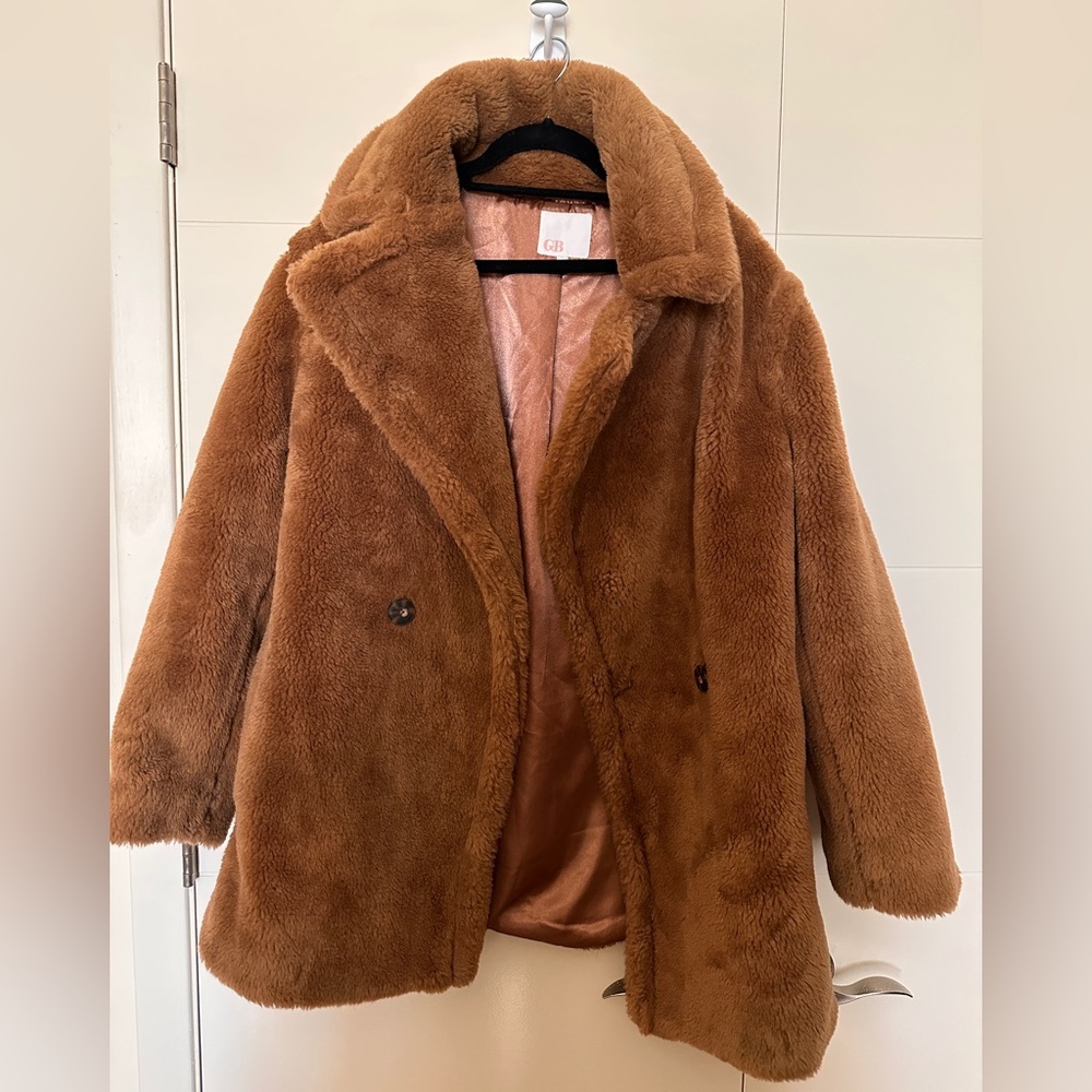 Women’s Brown Plush Teddy Coat Size S
